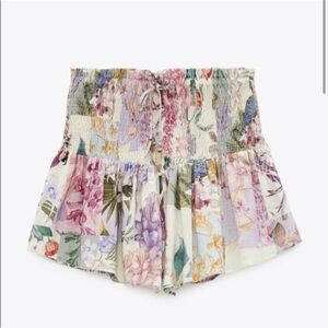 Zara Linen Floral Shorts